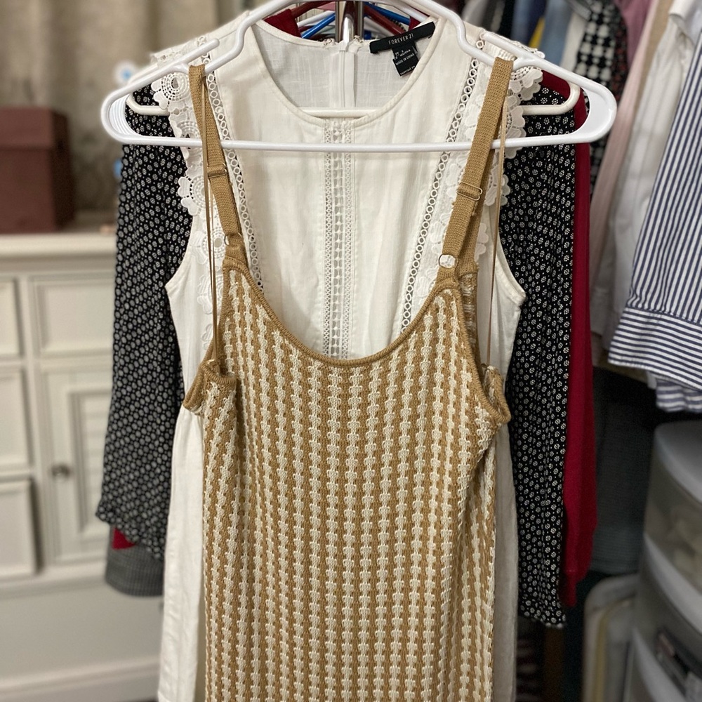 Sage Cream and Tan Long Sleeve Dress